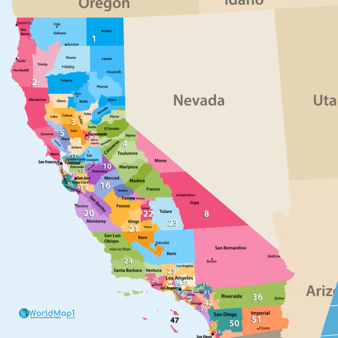 Carte des comtés de Californie